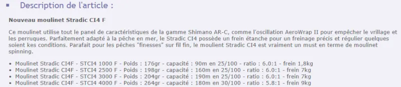 Nouveau moulinet Shimano Stradic ci4+ Ci410