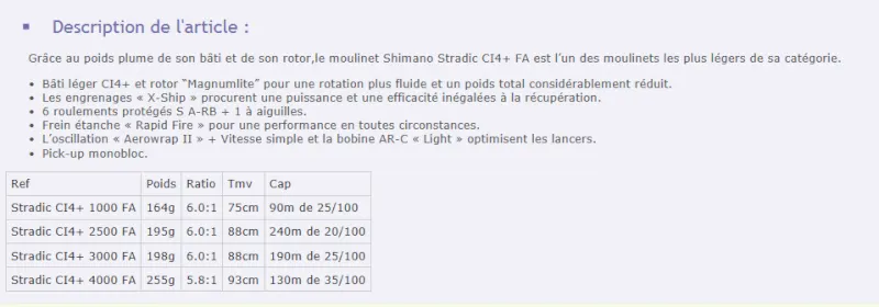Nouveau moulinet Shimano Stradic ci4+ Ci411